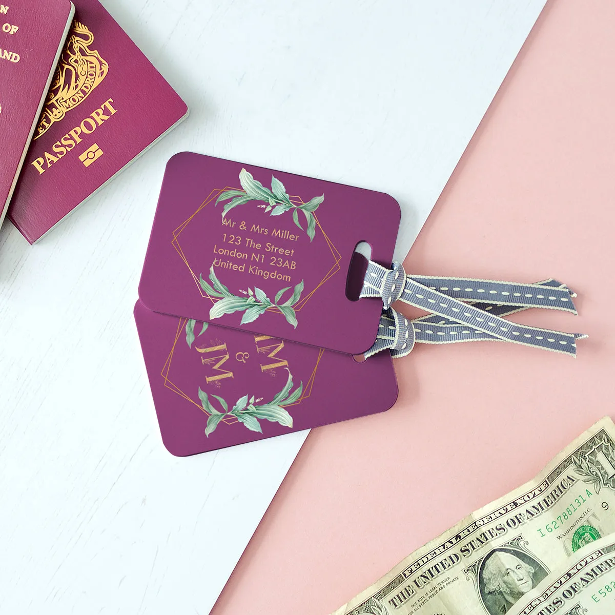 Set Of Personalised Honeymoon Couple's Luggage Tags