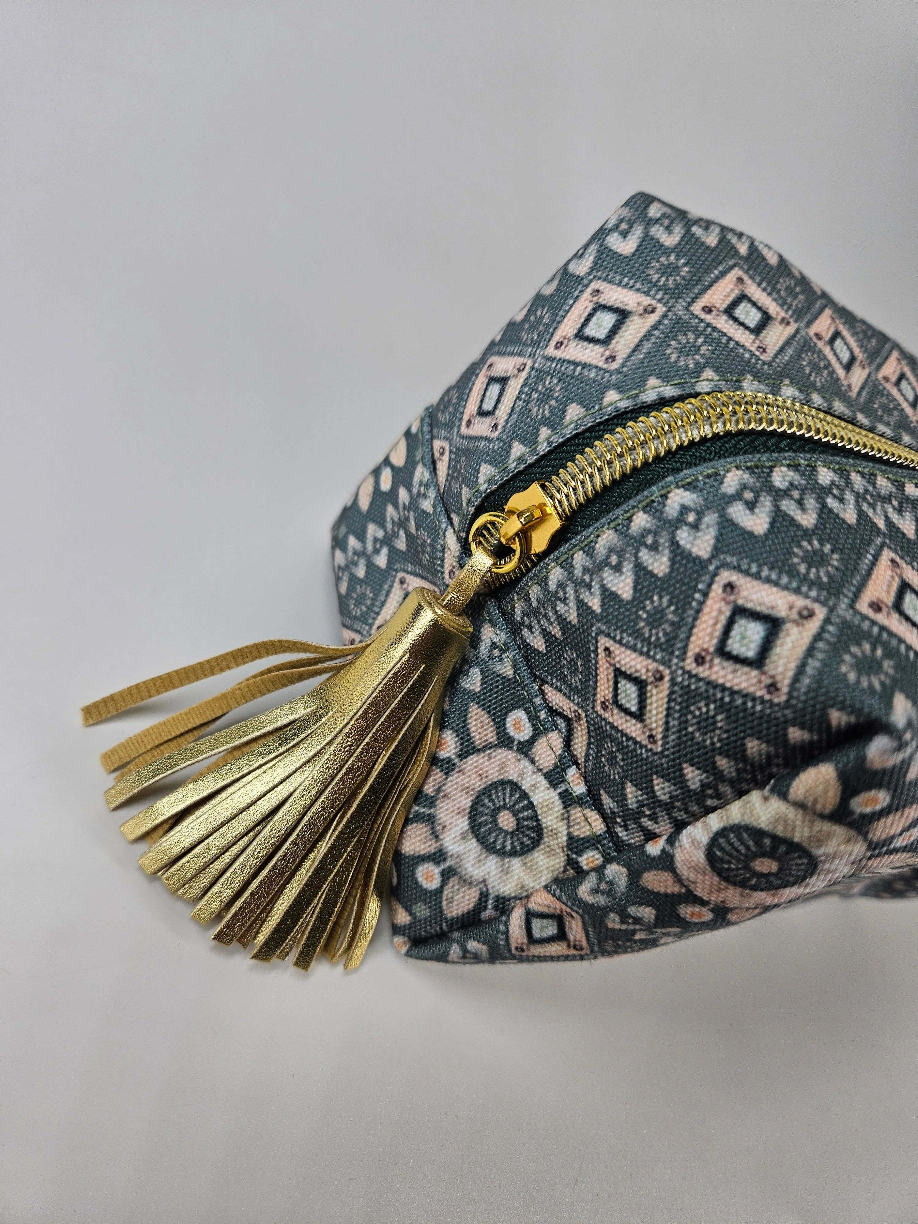 Travel Cosmetic Bag - Green Pattern