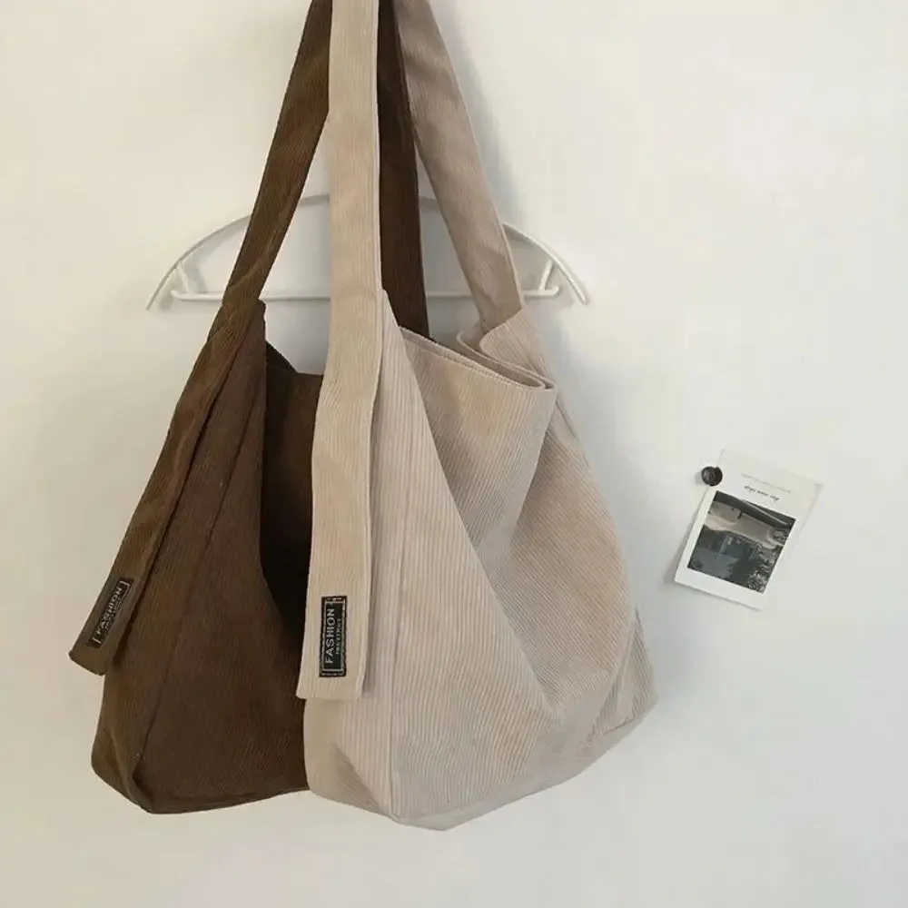 Uakiss Fashion Women Corduroy Shoulder Bags Soft Handbags Tote Bags Girls Students Large Capacity Bags