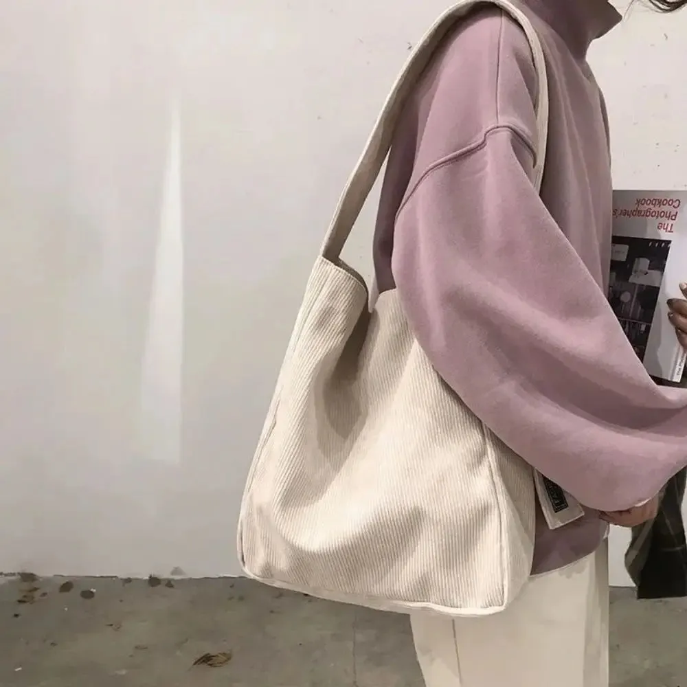 Uakiss Fashion Women Corduroy Shoulder Bags Soft Handbags Tote Bags Girls Students Large Capacity Bags