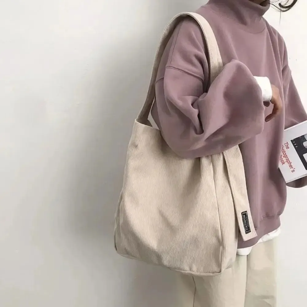 Uakiss Fashion Women Corduroy Shoulder Bags Soft Handbags Tote Bags Girls Students Large Capacity Bags