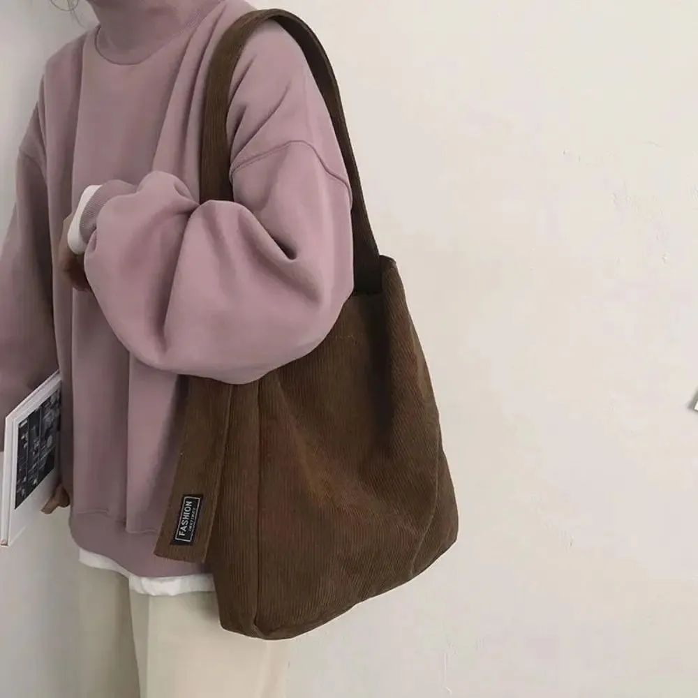 Uakiss Fashion Women Corduroy Shoulder Bags Soft Handbags Tote Bags Girls Students Large Capacity Bags