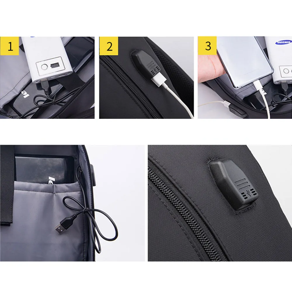 USB Slim Laptop Backpack for Men Water Resistant College Laptop Backpack Office Anti Theft Computer Backpack