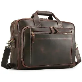 Woosir Vintage Distressed Leather Briefcase for Laptop